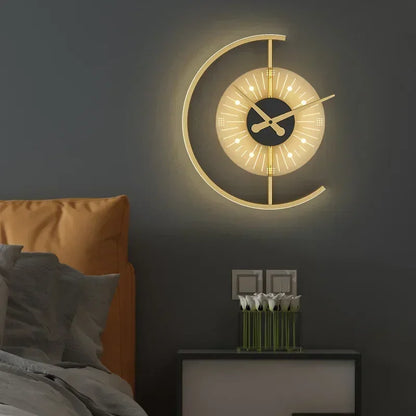 DecorBites™ LED Wall Clock Sconce for Bedroom Living Room Home Decor Lighting