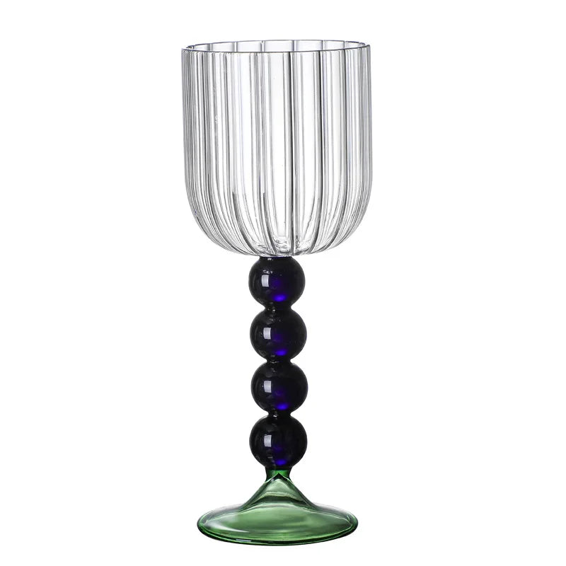 DecorBites™ Deluxe 12oz Colored Wine Glass Twister Stem Cup - Heat Resistant Retro Design