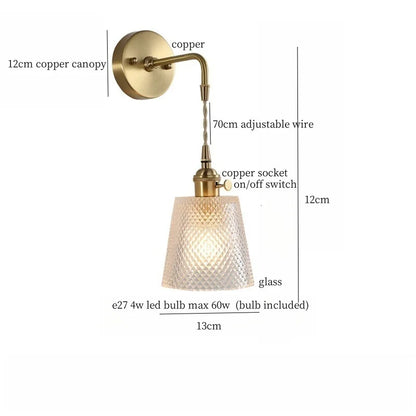 DecorBites™ Brass Glass LED Wall Sconce Light for Living Room, Bedroom, Bathroom