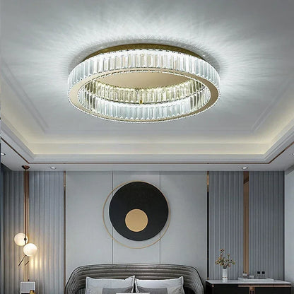 DecorBites™ Gold Crystal Ceiling Light Ring LED - Modern Luxury Indoor Home Lighting