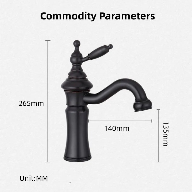 Wash-basin Faucet Black/Silver Brass Fashion Bathroom Large Bend Mouth Type Single Handle Faucet Sink Cold Hot Water Mixer Taps