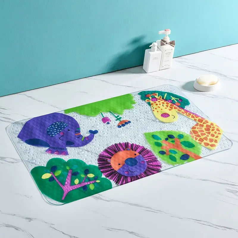 Decobites Cartoon Non-Slip Bathroom Mat with Suction Cup for Child Bathtub Eco-Friendly