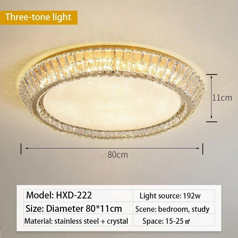 DecorBites™ Gold Crystal Glass LED Ceiling Light for Dining Living Room