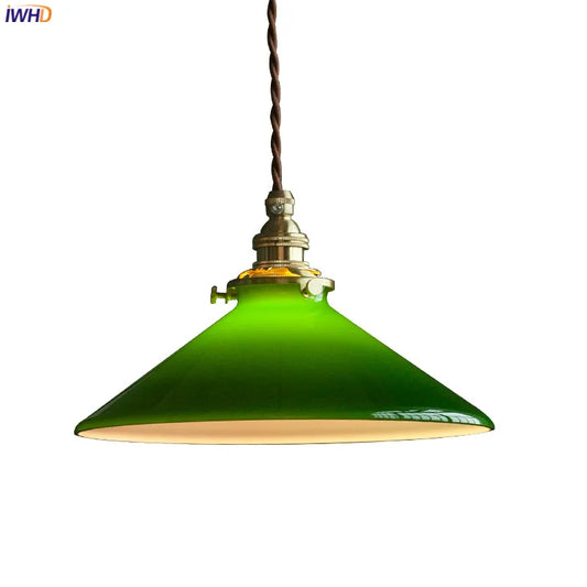 DecorBites™ Edison Vintage Pendant Lamp Green Glass Copper Socket Home Decor