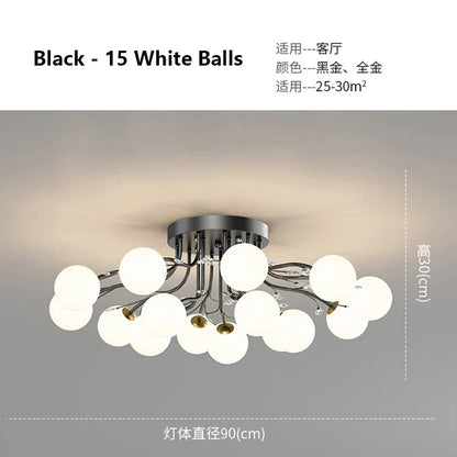 DecorBites™ Glass Bubble Ball LED Ceiling Light in Black Gold Crystal for Bedroom & Living Room