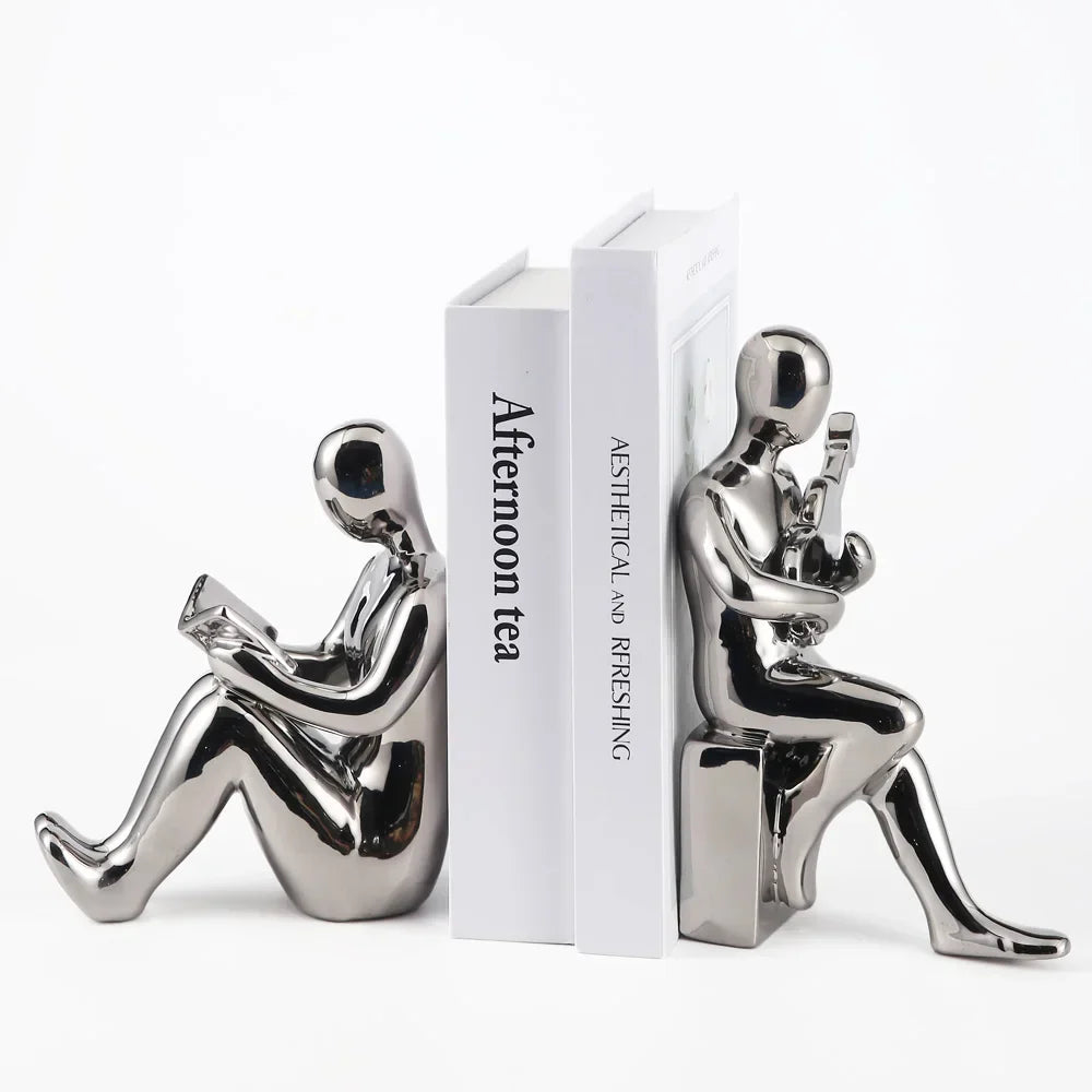 مجموعة حوامل كتب سيراميكية تجريدية على الطراز الشمالي لتزيين خزانة الكتب في المكتب