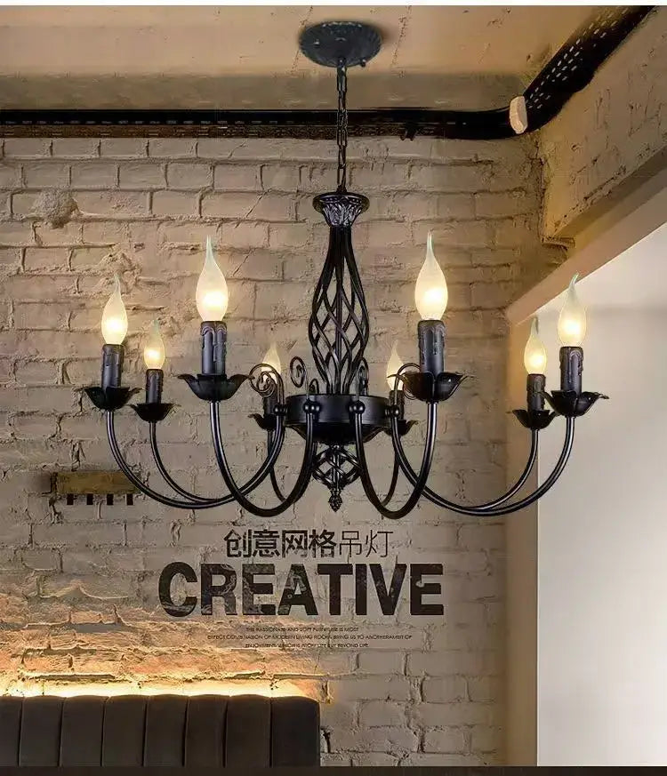 DecorBites™ Modern Black Iron Chandelier for Living Room