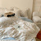 Decobites Lace Ruffles Floral Velvet Patchwork Duvet Cover Bedding Set