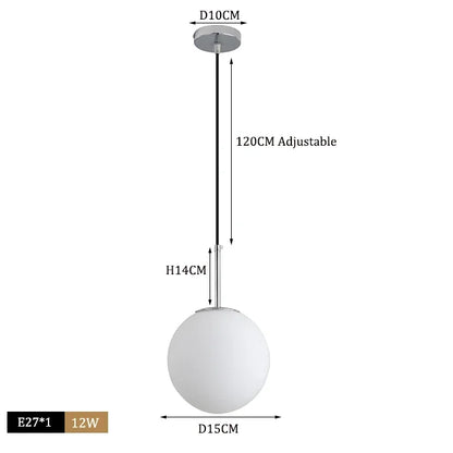 DecorBites™ Glass Ball Pendant Lights Modern LED Brass Black Chrome Suspension Luminaire