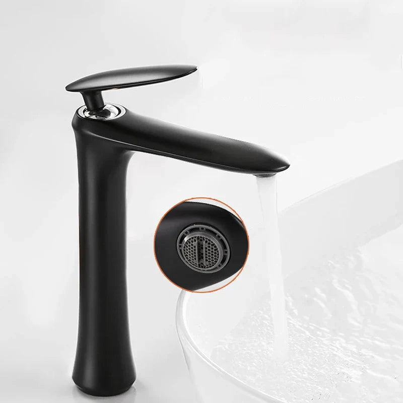 DecorBites™ Black & White Brass Bathroom Faucet with Single Lever Control