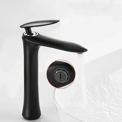 DecorBites™ Black & White Brass Bathroom Faucet with Single Lever Control
