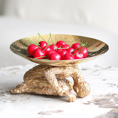 DecorBites™ Golden Resin Handicraft Tray Figurine for Home Decor