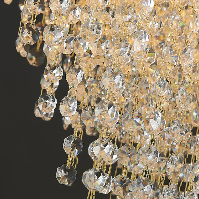 DecorBites™ Golden Crystal Chandelier for Luxury Living & Dining Rooms