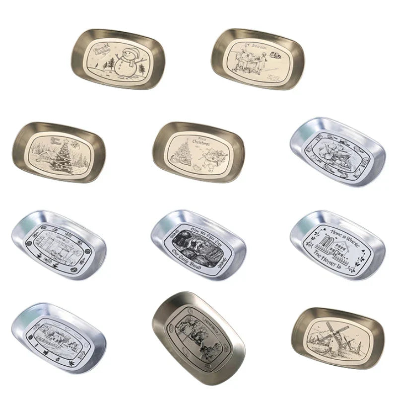 DecorBites™ Christmas Fruit Tray Santa Claus Snowman Print Decorative Plate