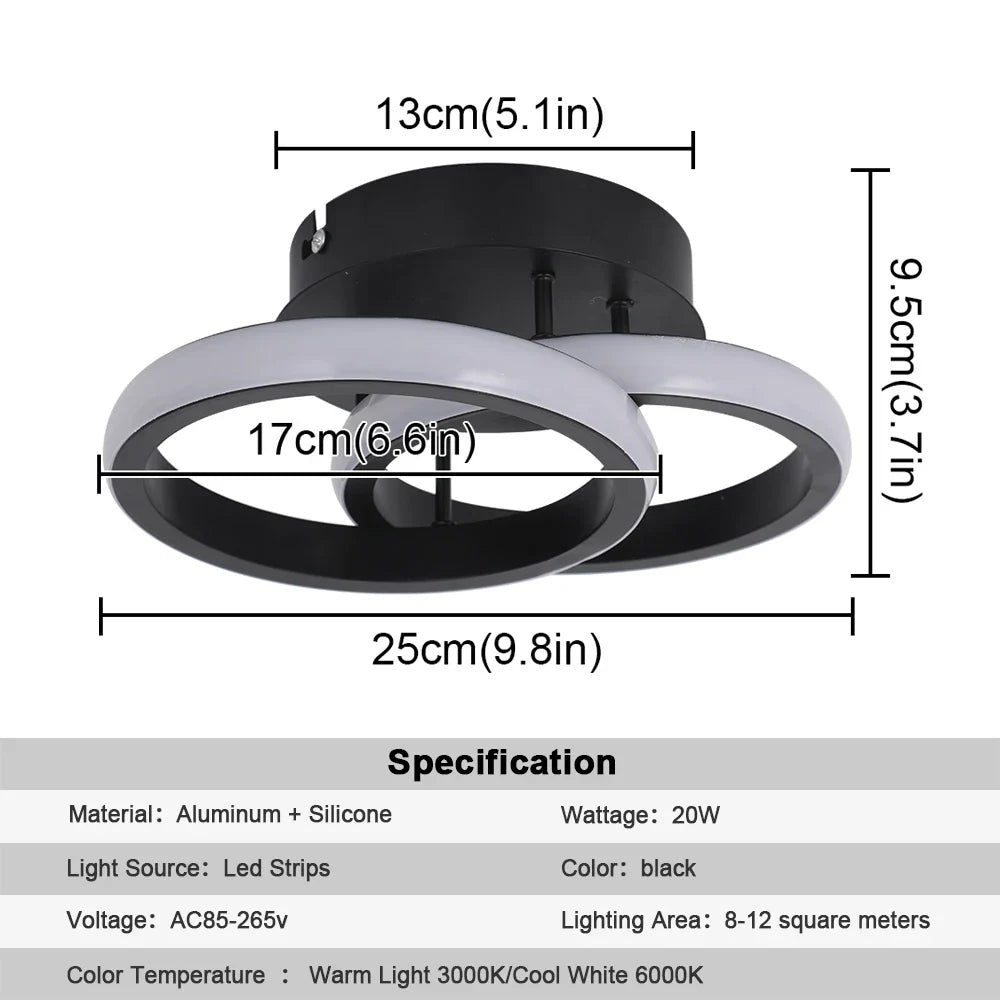 مصباح السقف LED الأكريليكي DecorBites™: إضاءة ديكور منزلي عصرية لغرفة النوم والممر والممر