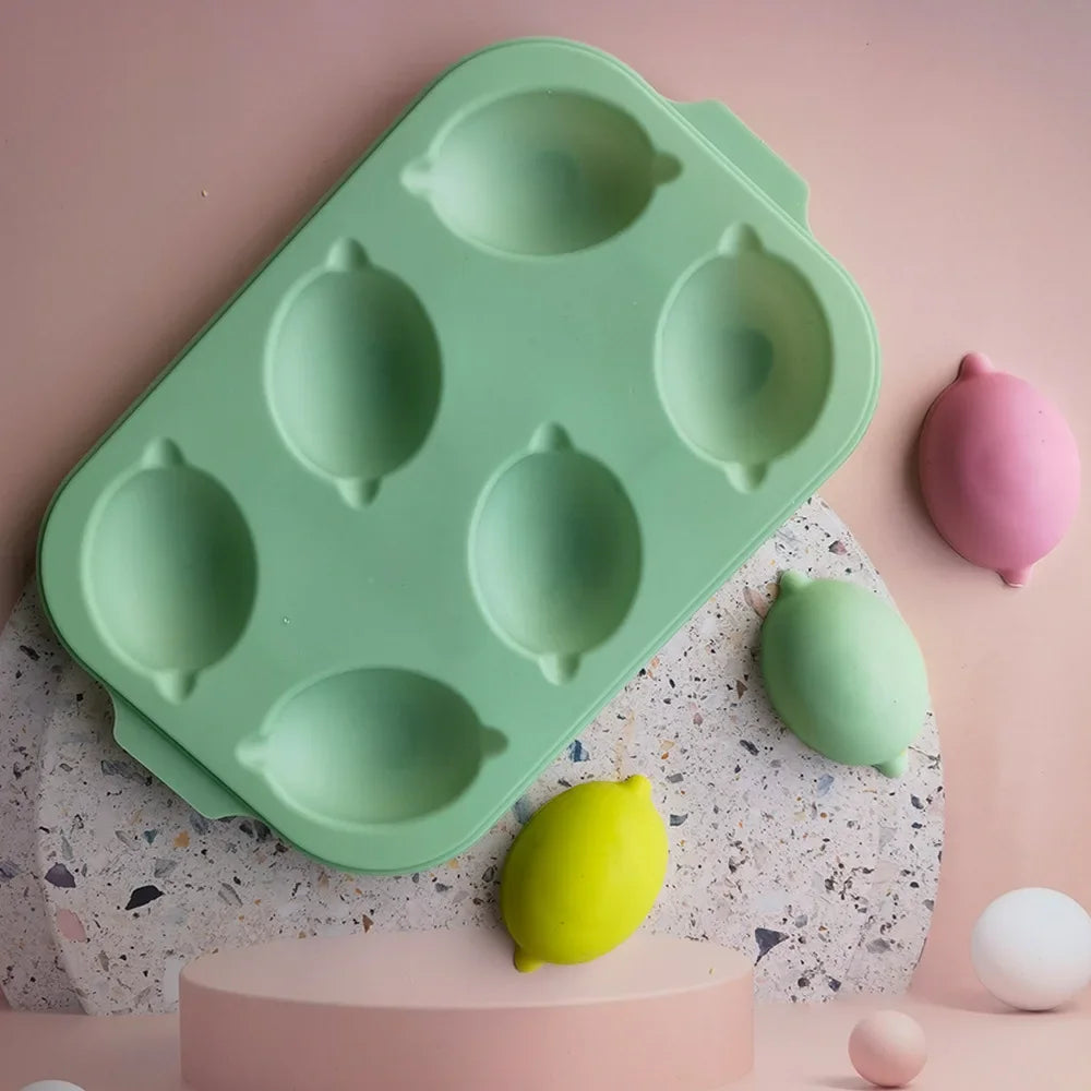 DecorBites™ 6-Cavity Lemon Shape Silicone Cake Mold for DIY Baking and Decorating