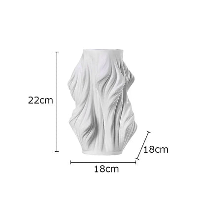 DecorBites™ Ceramic Vase with Artificial Flowers for Desk Decoration and Room Aesthetics