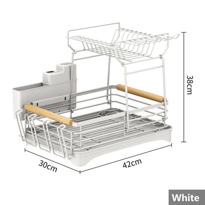 DecorBites™ Kitchen Utensil Drainer Rack with Chopstick Cage and Drainboard