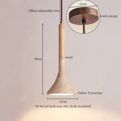 DecorBites™ LED Hanging Lamps Yellow Travertine Pendant Lighting for Bedroom Living Dining Room