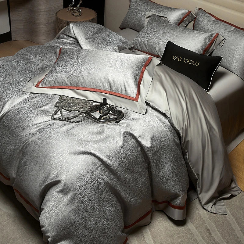 Decobites Luxury Yarn-dyed Jacquard Bedding Set: Duvet, Sheet, Pillowcases