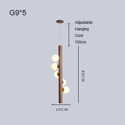 DecorBites™ Burly Wood Walnut Glass Pendant Light for Living Room Bar Foyer