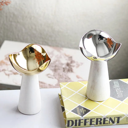 DecorBites™ Golden Tray Dessert Bowl Fruit Snack Plate Home Decor Storage Container