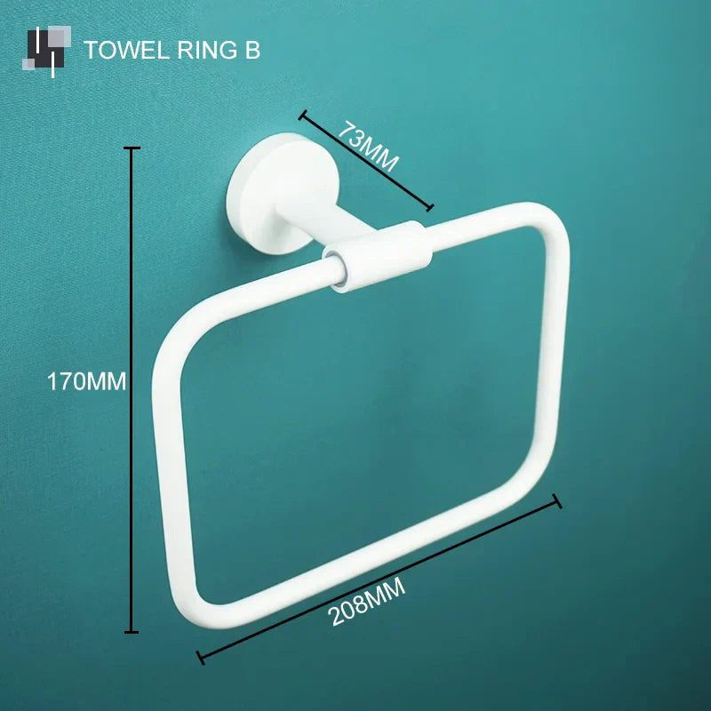 DecorBites™ Bathroom Accessory Set: Towel Rack, Toilet Brush, Paper Holder, Toothbrush Holder, Soap Tray