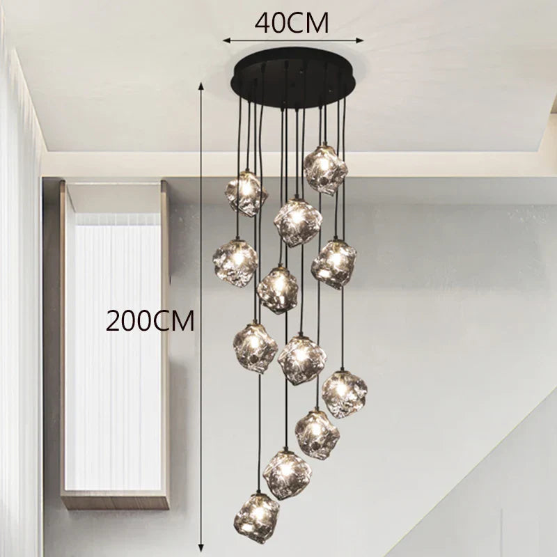 Black Modern LED Chandelier 19-Head Smoky Grey
