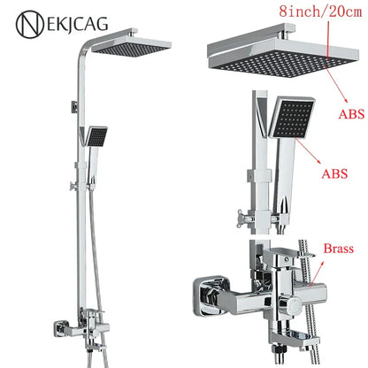 مجموعة صنبور دش DecorBites™ من الفولاذ المقاوم للصدأ باللون الأسود مع مخرج شلال - صنبور حوض استحمام من الكروم