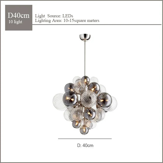 Lámpara colgante de araña LED con globo de cristal DecorBites™ para una sala de estar de lujo de estilo nórdico