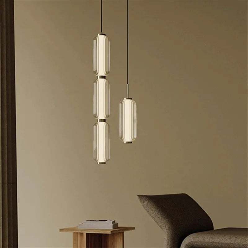 DecorBites™ Glass Staircase Pendant Light: American Retro Minimalist Restaurant Foyer Artistic Lamp