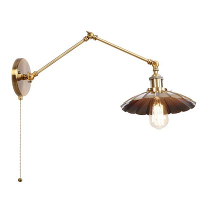 DecorBites™ Gold Industrial LED Wall Lamp with Pull Chain Switch for Home Decor