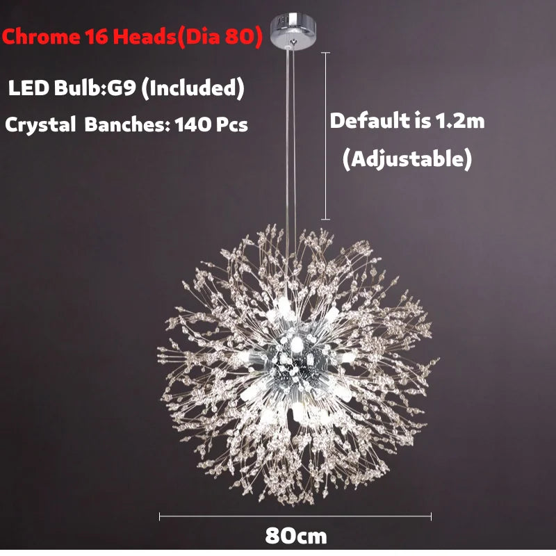 DecorBites™ Dandelion Spark LED Chandelier – Modern Art Crystal Lamps for Home Decor