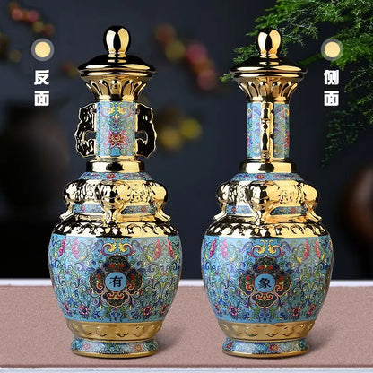 DecorBites™ Jingdezhen Ceramic Wine Bottle 5kg High-Grade Sealed Set White Wine Jar