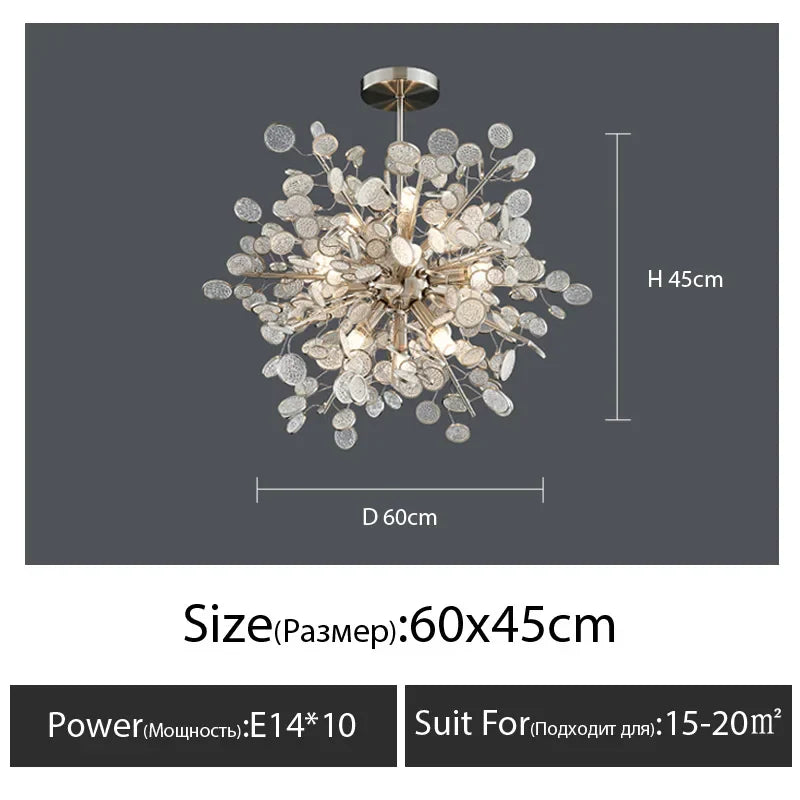 DecorBites™ Glass Led Chandelier: Modern Luxury Designer Pendant Lights for Living Room, Bedroom, Study