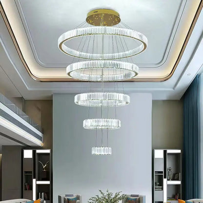DecorBites™ Crystal Chandelier: Modern Luxury Golden Lighting for Villa, Duplex Hall