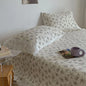 Decobites Floral Lace Ruffles Cotton Bedspread Set with Quilted Design & Pillowcases