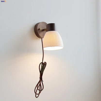 DecorBites™ Ceramic Walnut Wood Wall Light - Modern Nordic Bar Reading Bedside Lamp
