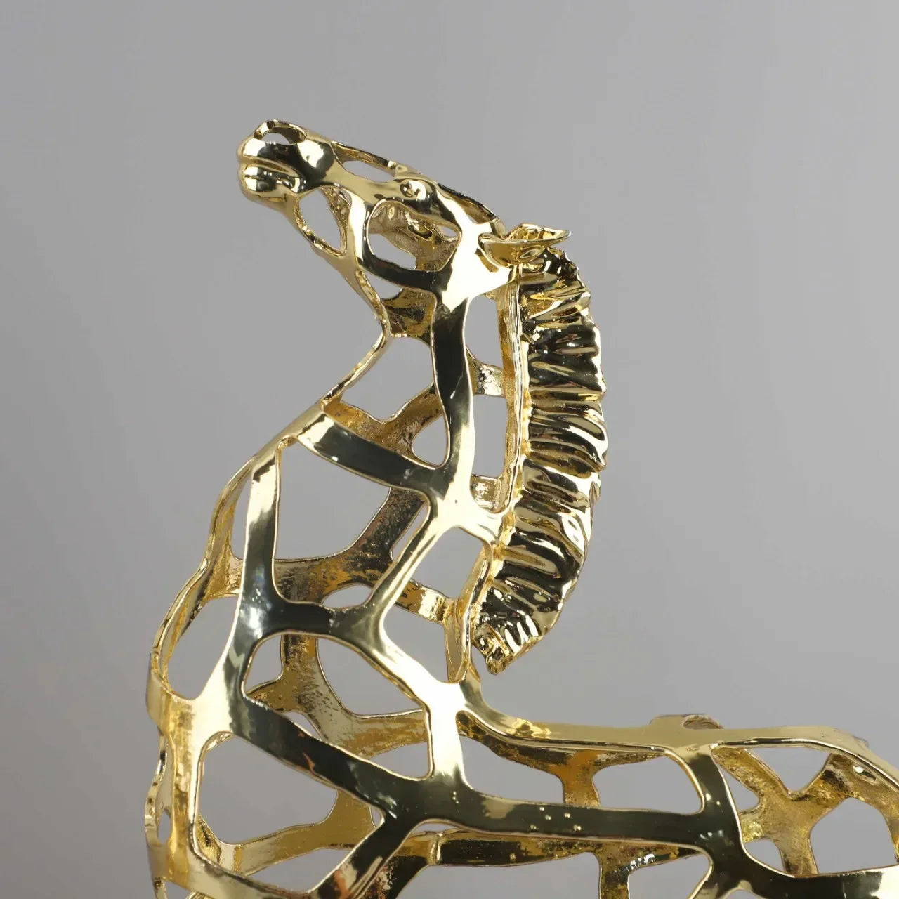 DecorBites™ Golden Horse Metal Sculpture: Elegant Home Decor Figurine