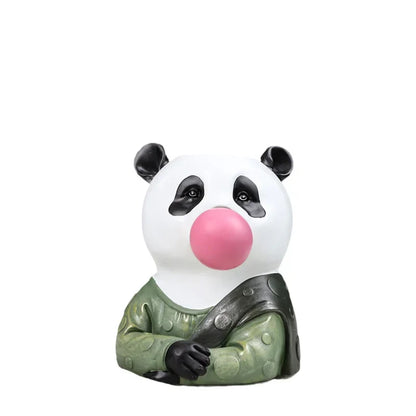 مزهرية نباتات عصارية من DecorBites™ تمثال نصفي لحيوان مطلي يدويًا من الراتنج مع فقاعات تنفخ على شكل زرافة/حمار وحشي/دب/باندا