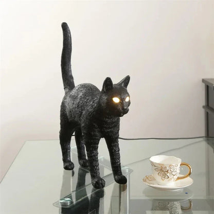 DecorBites™ Black Cat Resin Table Lamp for Bedroom Office Dining Room