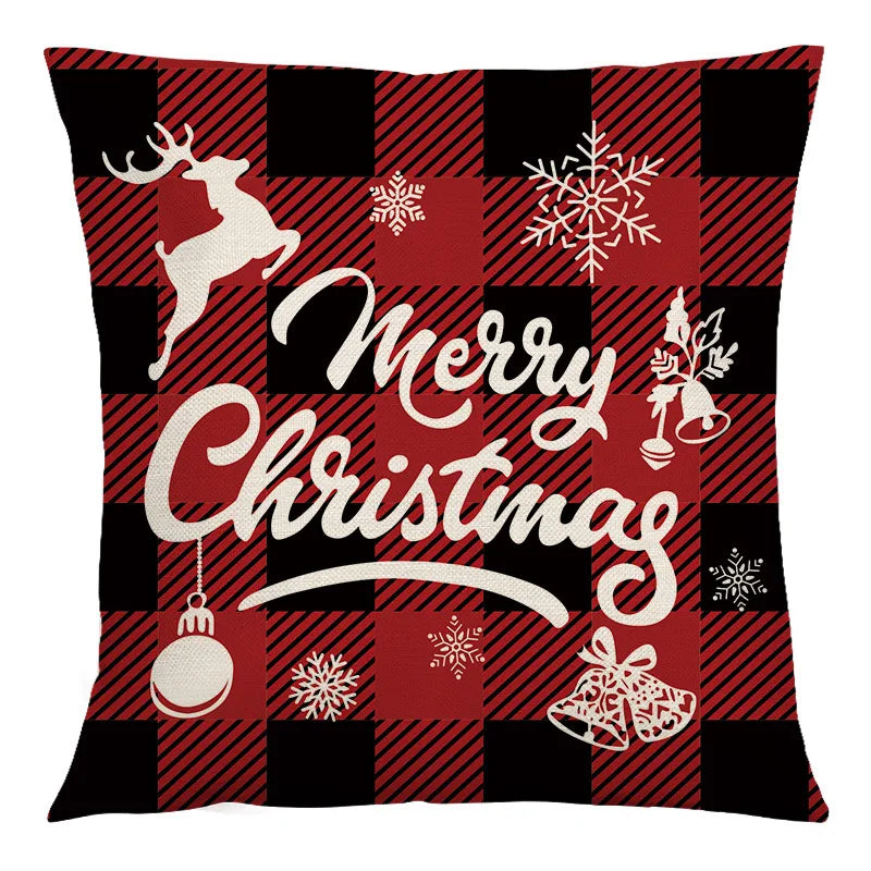 DecorBites™ Christmas Linen Cushion Cover 45x45cm Sofa Home Party Decor