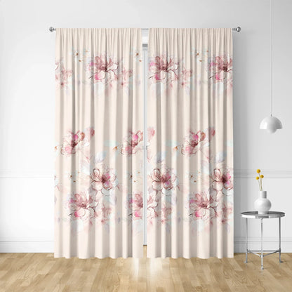 Decobites Floral Background Rod Pocket Curtains for Home Decor, Kitchen, Living Room