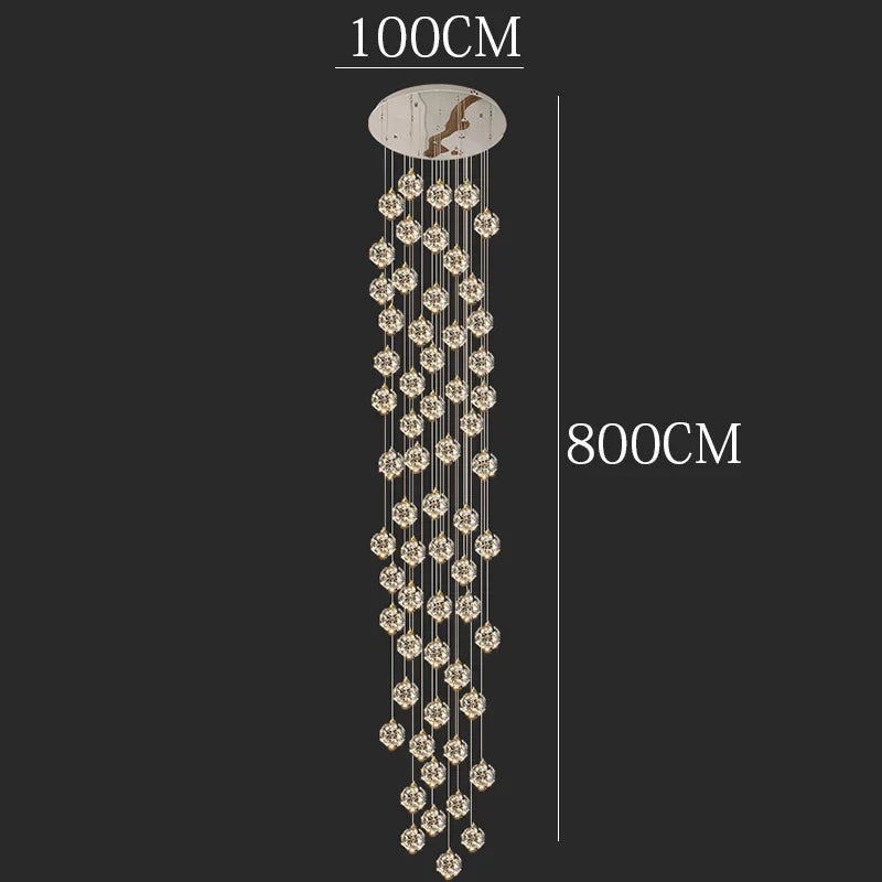 DecorBites™ Crystal Chandelier Stair Pendant Lamp Living Room Interior Lighting