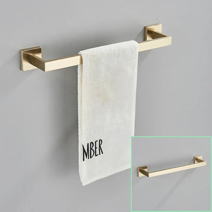 DecorBites™ Brushed Gold Bathroom Hardware Set Stainless Steel Towel Bar Robe Hook Toilet Paper Holder