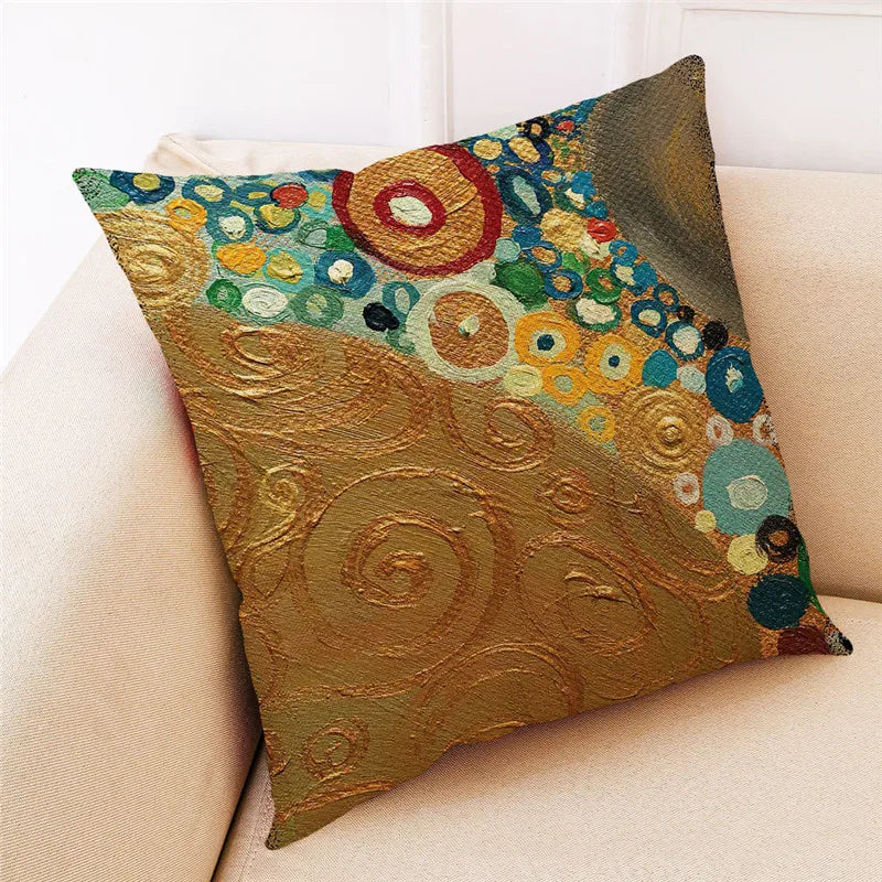 غطاء وسادة من الكتان بنقشة أوراق الجنكة من DecorBites™ للديكور المنزلي العصري وغرفة المعيشة