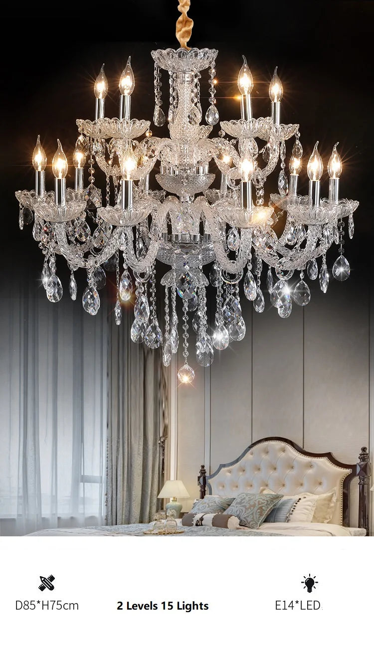 DecorBites™ Crystal Chandelier Light for Luxury Living Room Bedroom Hotel Villa Lighting