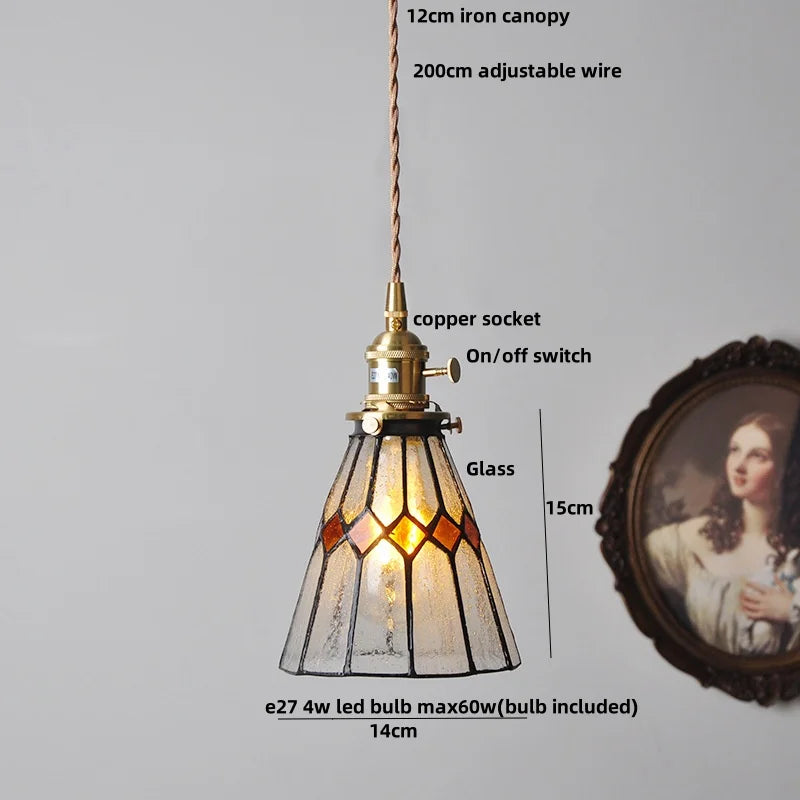 Amber Glass Pendant Light Walnut Accent Bar Style