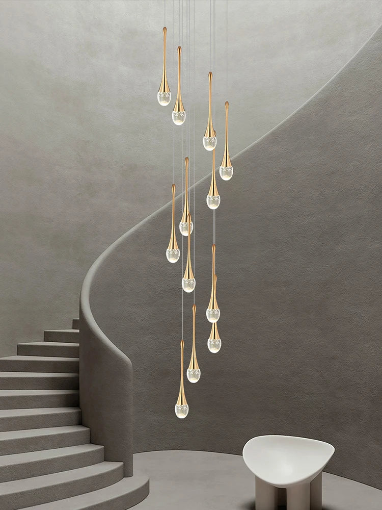 DecorBites™ Crystal Chandelier: Modern LED Hanging Lamp for Living Room, Villa, and Staircase