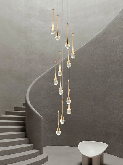 DecorBites™ Crystal Chandelier: Modern LED Hanging Lamp for Living Room, Villa, and Staircase
